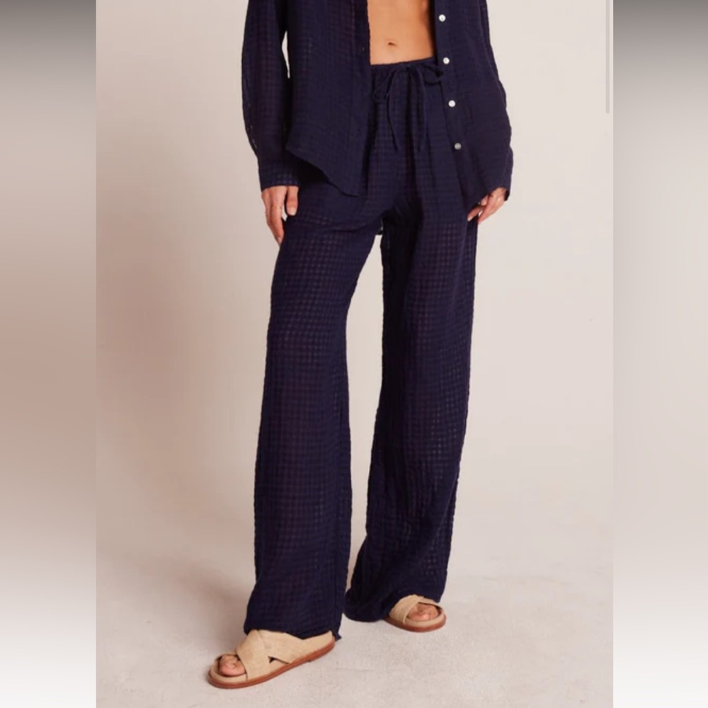 NWOT Bella Dahl Wide Leg Pocket Beach Pant - Tropic Navy Size Small